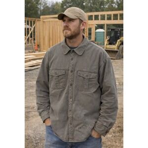Levi's Sherpa Lined Work Shirt Jacket SZ XL Gray Workwear‎ Utility Chore Coat